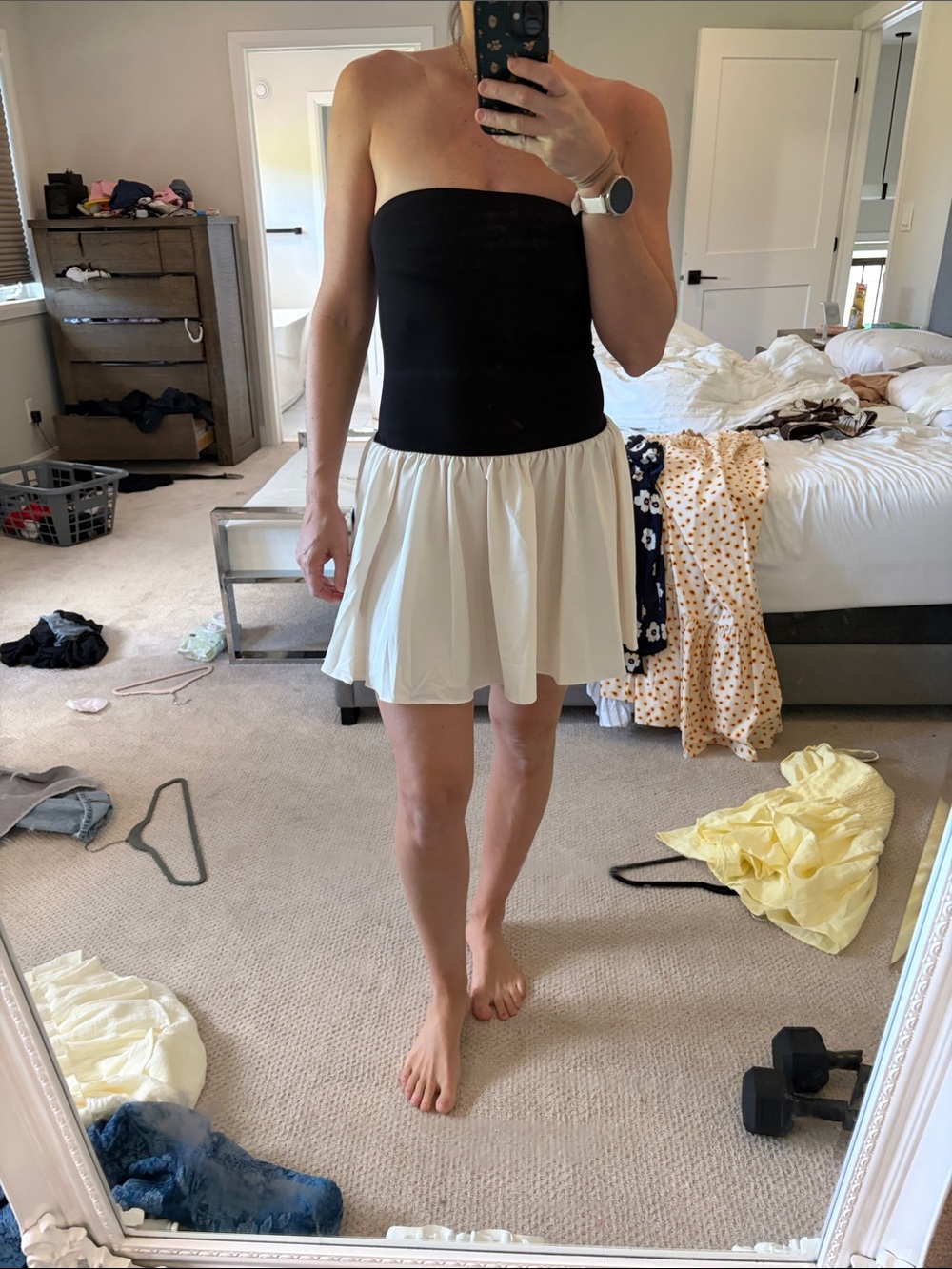 Commense strapless black and white dress